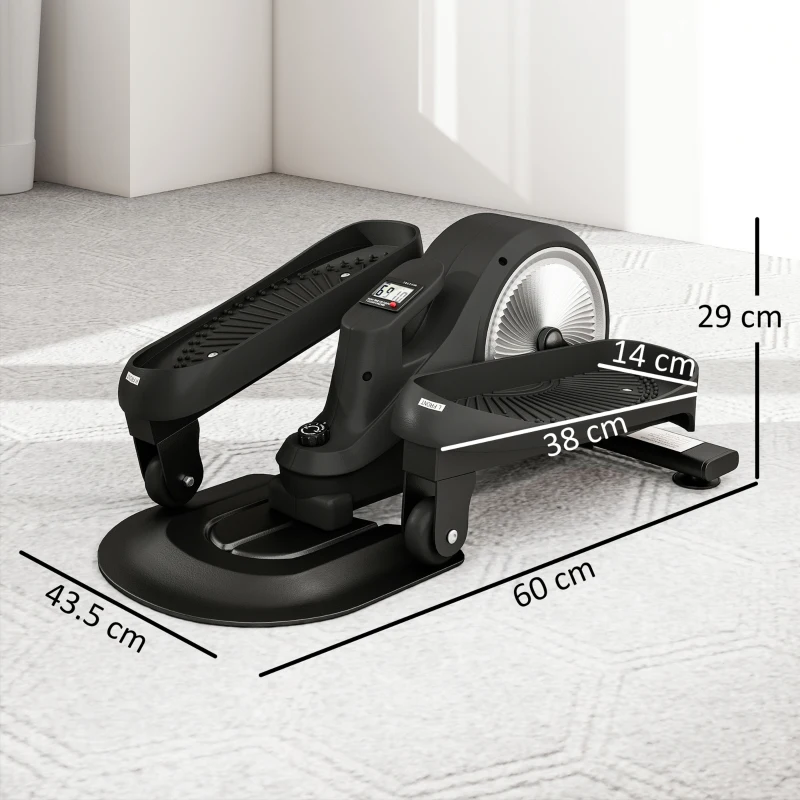 SPORTNOW Under Desk Elliptical Machine with LCD Monitor, 8 Adjustable Magnetic Resistances for 2-in-1 Seat & Stand Up Exercise