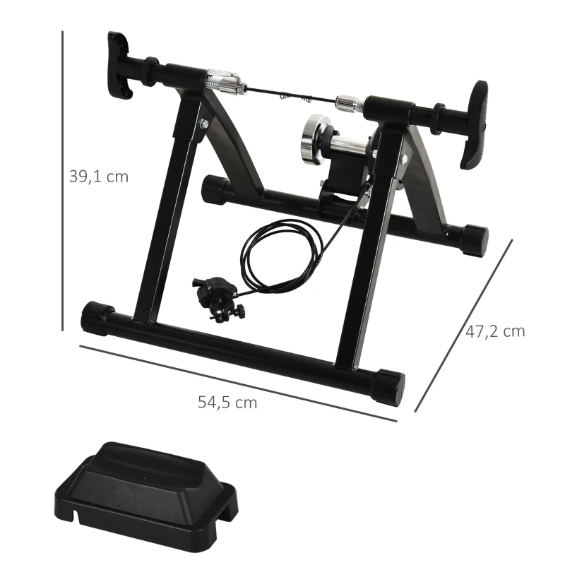HOMCOM Home Trainer pour vélo Support entraînement vélo VTT Trainer magnétique Pliable 5 Niveaux de résistance réglable Noir