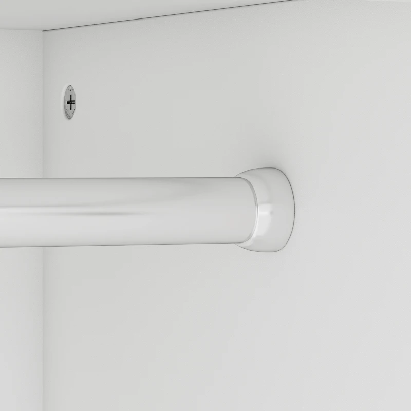 HOMCOM Armario Dormitorio con 2 Cajones, 2 Puertas con Cierre Suave y Barra de Suspensión, 60 x 47 x 180 cm, Blanco