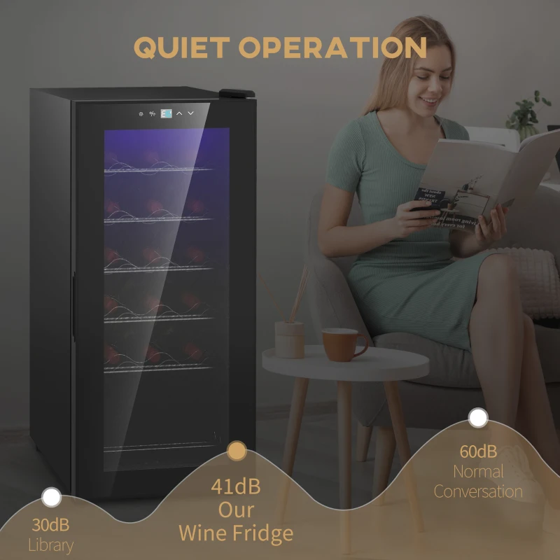 HOMCOM 18-Bottle Narrow Wine Fridge, with Lights - Black