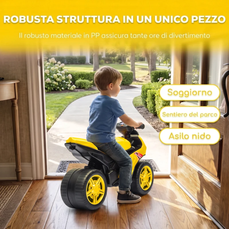 AIYAPLAY Moto per Bambini Balance Bike Senza Pedali con Musica, Età 18 Mesi - 3 Anni, Giallo