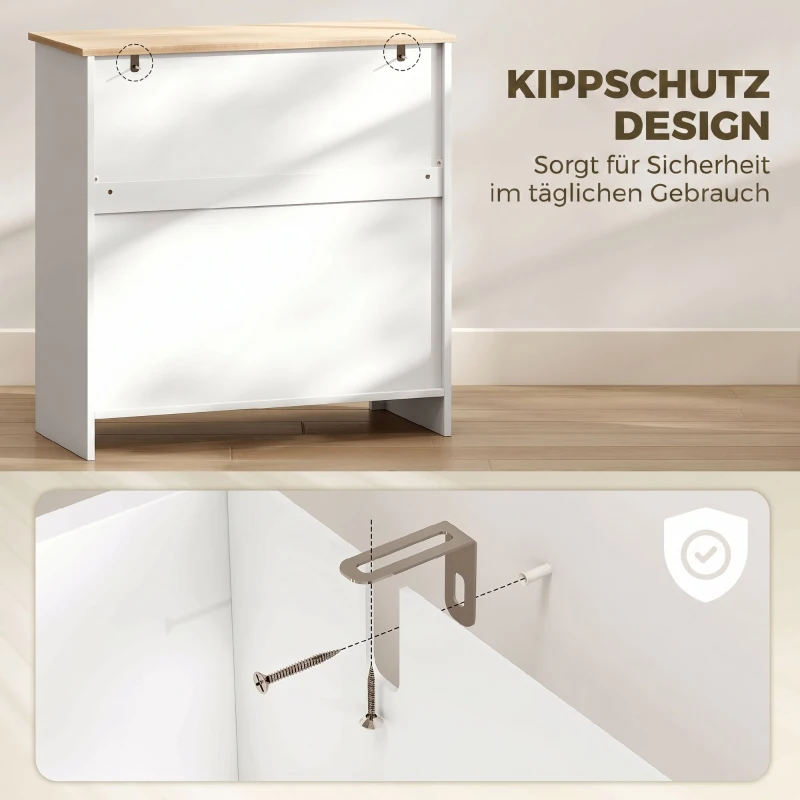 HOMCOM Sideboard Küchenschrank mit Schublade, Doppeltür, Verstellbarer Einlegeboden, für Wohnzimmer, 78,5 x 35 x 80 cm Weiß