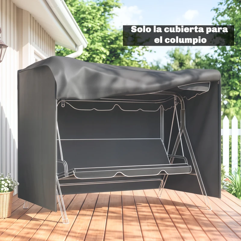 Outsunny Funda para Balancín de Jardín con Cremallera Cubierta para Muebles de Exterior 205x124x164 cm Gris Oscuro