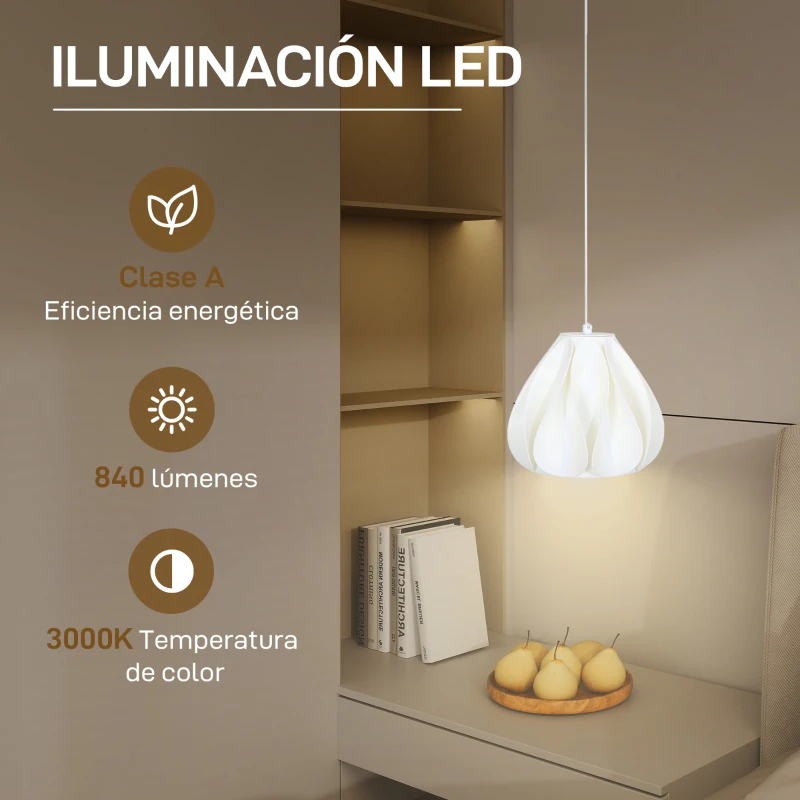 HOMCOM Lámpara de Techo LED Moderna Ø20,5x17,5 cm con Pantalla de Impresión 3D Luz Cálida de 3000K para Salón Dormitorio Cocina