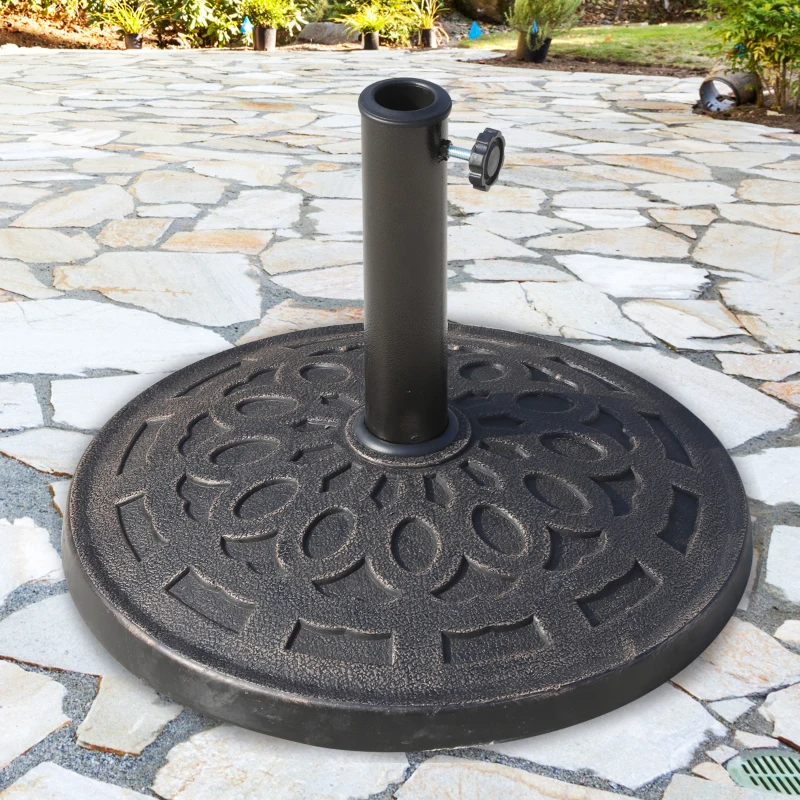 Outsunny Base per Ombrellone 12kg in Resina Φ48.5x34cm per Pali 38-48mm Bronzo