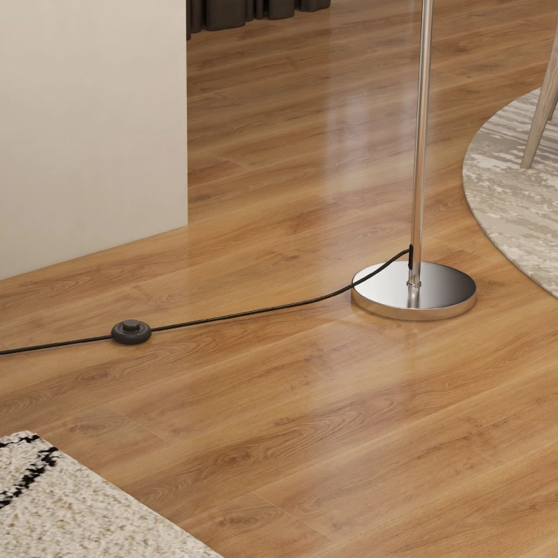 HOMCOM Lampă de Podea Modernă cu Abajur Dublu Stratificat, din Metal și Acril, Ø35x150 cm, Albă