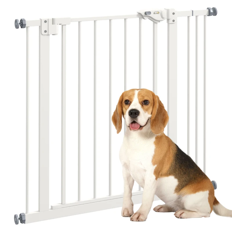 PawHut Metal 74-87cm Wide Adjustable Dog Gate Black