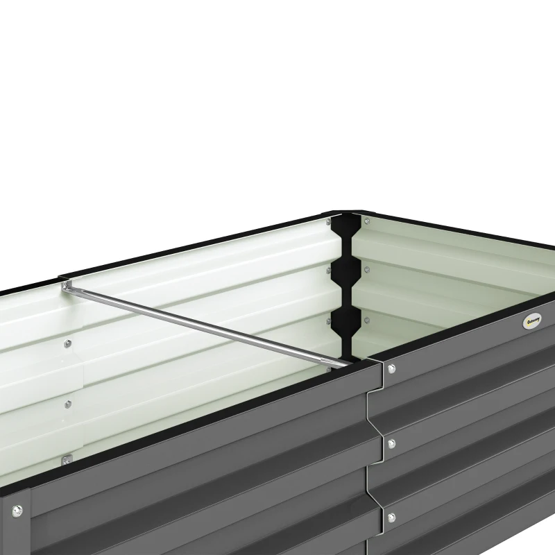 Outsunny Rectangle Raised Garden Bed Box with Weatherized Steel Frame for Vegetables, Flowers, & Herbs, 120 cm x 60 cm x 30.5 cm, Light Grey