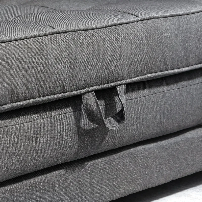 HOMCOM Canapea Extensibilă din Material Textil 2 Locuri cu Tapițerie și Arcuri, 151x75x85 cm, Gri