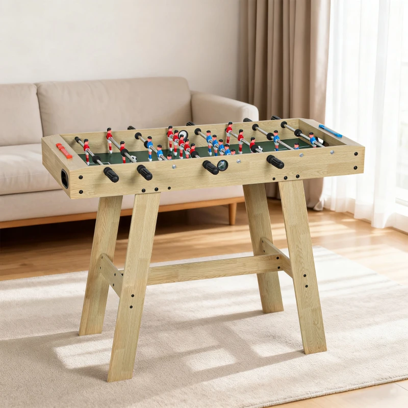 SPORTNOW Futbolín para Niños de Madera Mesa de Futbolín con 2 Marcadores 8 Asas y 22 Jugadores 114x78x88 cm Natural