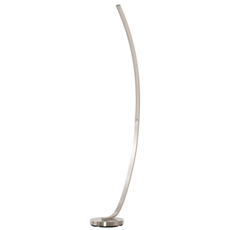 HOMCOM Aluminium Arc Floor Lamp, Futuristic Indoor Standing LED Light Home Ambience w/ Round Base Foot Switch, Living Room Bedroom Office Lounge, Silver Tone