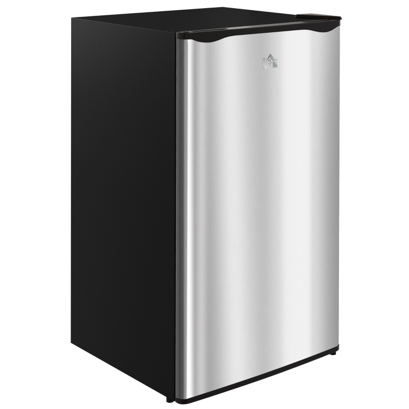 HOMCOM Under Counter Fridge, 91L Small Fridge with Chiller Box, Removable Shelf, Reversible Door, Adjustable Legs, Mini Refrigerator,  Silver Tone
