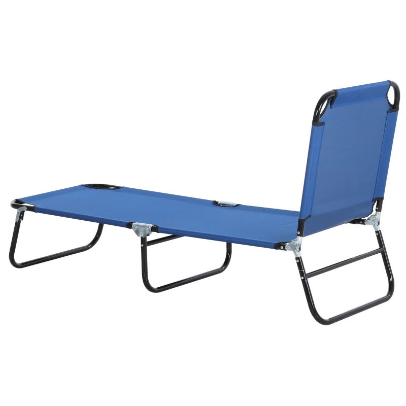 Outsunny Lettino da Giardino con Schienale Regolabile in 5 Posizioni, in Acciaio e Tessuto Oxford, 188x56x28 cm, Blu