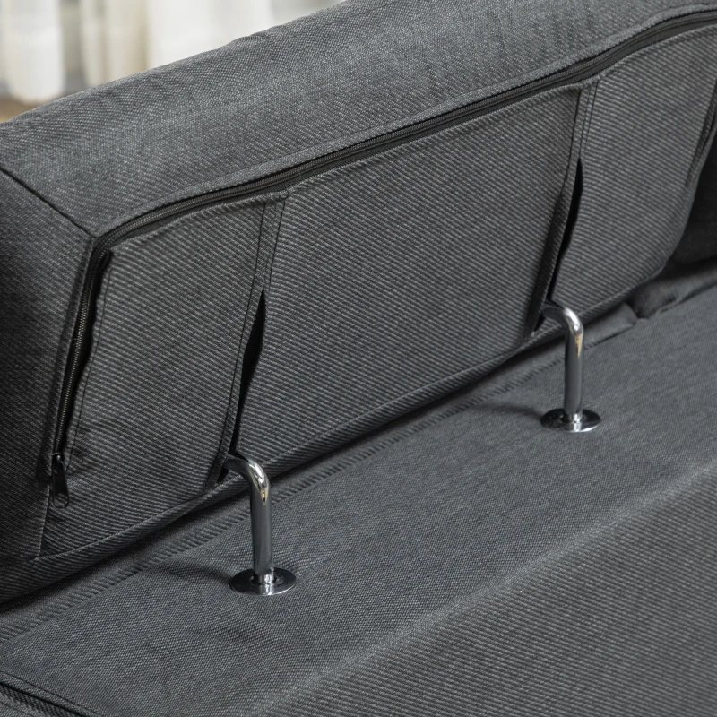 HOMCOM Divano Angolare 3 Posti in Tessuto con Poggiatesta Regolabili, 249.5x162.5x95cm, Grigio Scuro