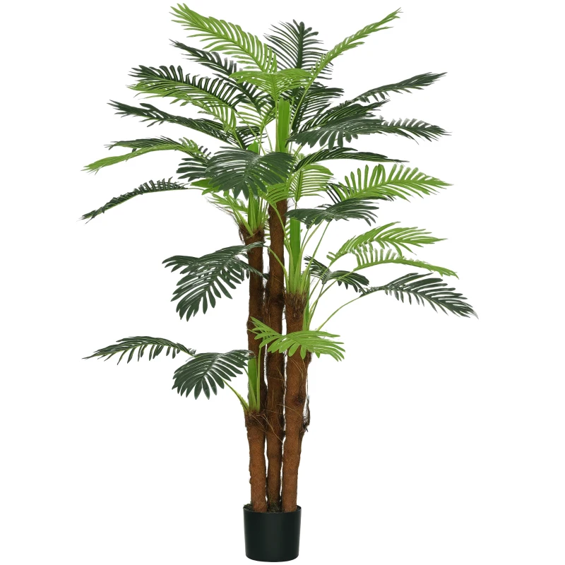 HOMCOM Palmier Artificial Verde de 160 cm în Ghiveci cu 36 de Frunze, din PE și Ciment pentru Interior și Exterior(m-11)