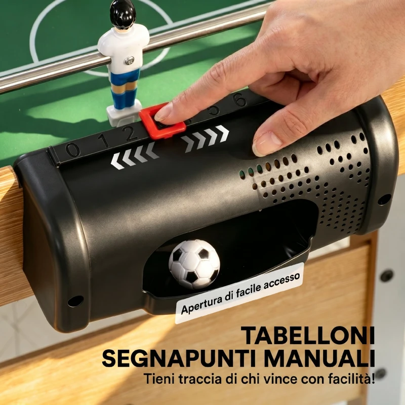 SPORTNOW Calcio Balilla con 22 Giocatori, Palline e Segnapunti Manuale, Rovere e Giallo