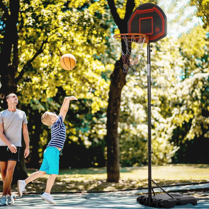 HOMCOM Panier de basket extérieur avec poteau panneau, base de lestage sur roulettes hauteur réglable 2,1-2,6 m (panier)