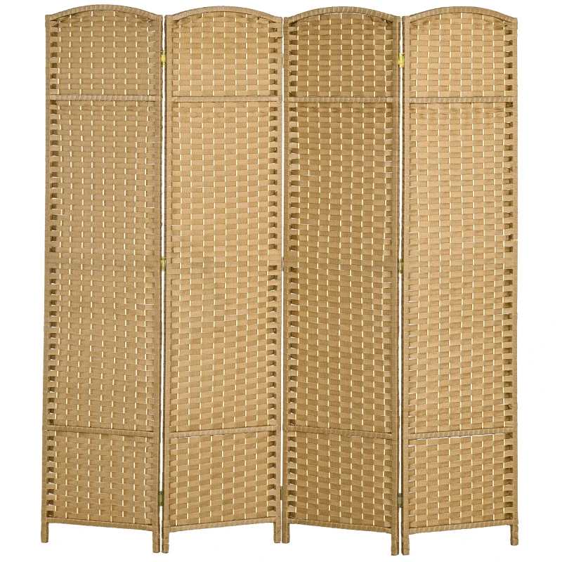 HOMCOM 4-teiliger Raumtrenner, Faltbarer Sichtschutz, Sichtschutzwand für Wohnzimmer, Schlafzimmer, Homeoffice, Natur