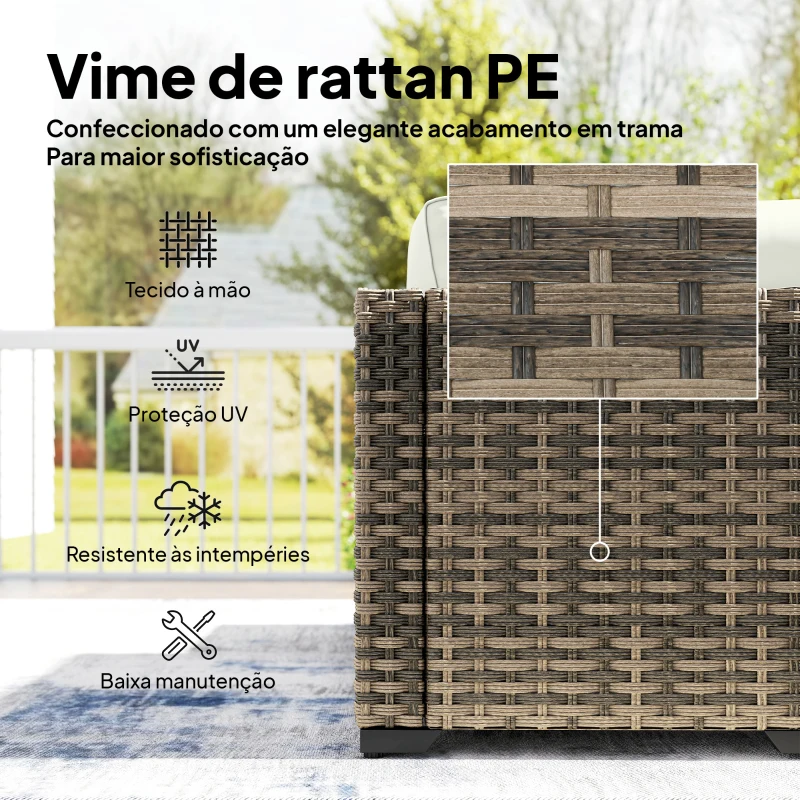 Outsunny Conjunto de Jardim Exterior de Rattan de 6 Peças com Cadeira de Canto, 2 Cadeiras sem Braços, Apoio para Pés e Mesa, Amarelo