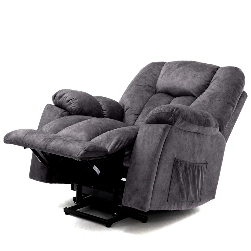 Power Lift Electric Recliner Chair with Heat and Vibration, Massage Chair with USB Ports and Side Pockets, Easy Assembly, 100x95x105 cm, Grey