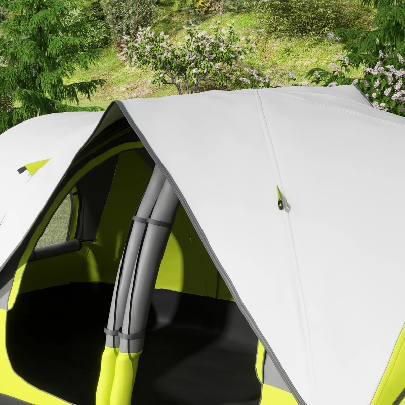 Outsunny Tenda da Campeggio 3 posti con 2 Spazi Separati, in Poliestere e Fibra di Vetro, 450x215Px180 cm, Verde