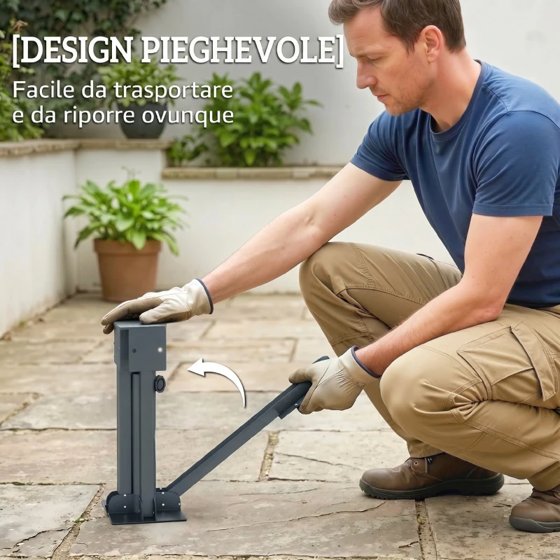 Outsunny Base pieghevole a croce per ombrelloni 38-48 mm, supporto patio, grigio scuro