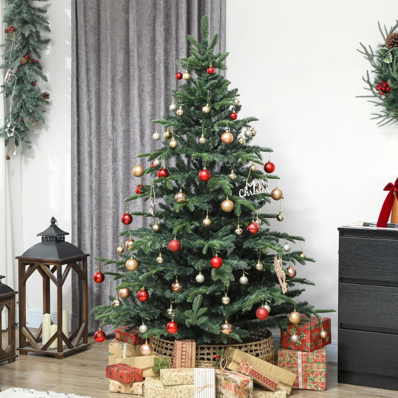 HOMCOM 5ft Artificial Christmas Tree with Realistic Branches, Easy Assembly - Green