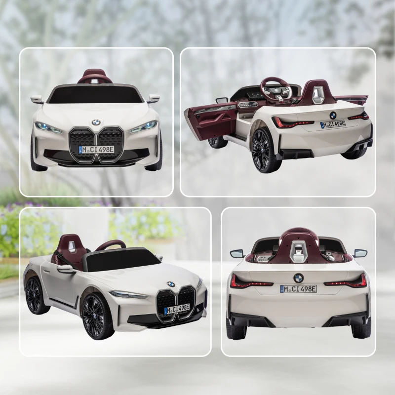 HOMCOM Macchina Elettrica per Bambini 3-6 Anni con Licenza BMW con Telecomando, Clacson e Fari, 115x67x45 cm, Bianca