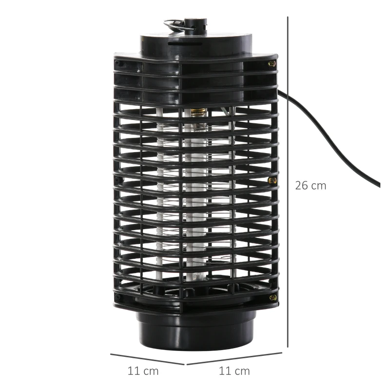Outsunny Lampada Antizanzare Elettroinsetticida con Luce UV per Interno ed Esterno, 11x11x26 cm, Nero
