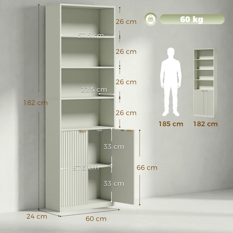 HOMCOM Bookcase Adjustable Shelf Bookshelf Anti-Tip Hardware 6-Tier, Light Green