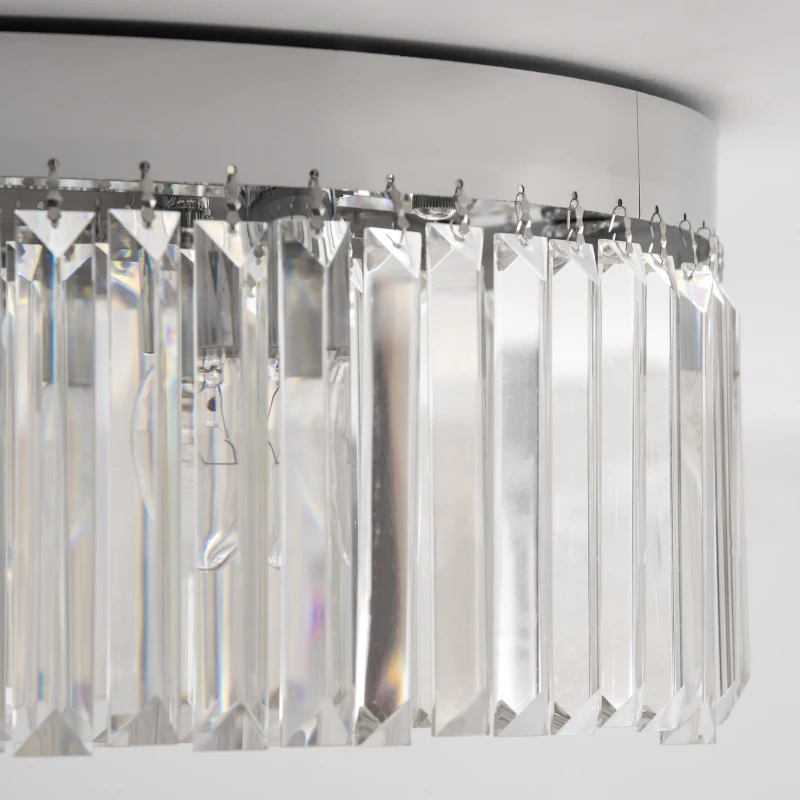 HOMCOM Crystal Ceiling Light Modern Chandeliers w/ Stainless Steel Base 10 Lights Elegant Flush Mount Ceiling Lighting for Living Room, Bedroom, Hallway, Bar, Cloakroom