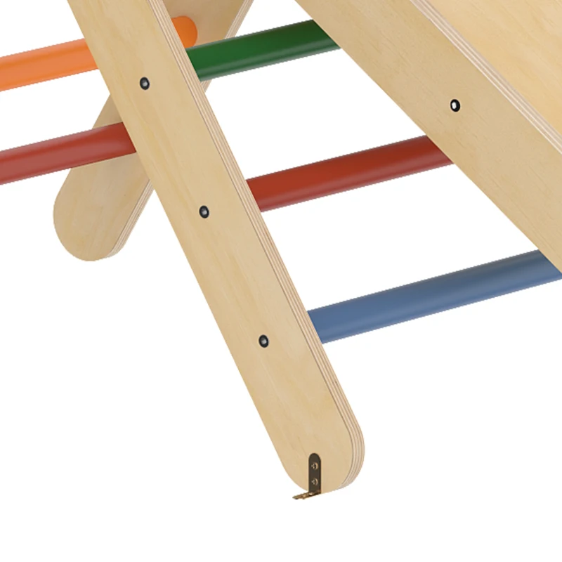 AIYAPLAY Toddler Climbing Frame for Kids, with Ramp, 3-in-1 Wooden Play Triangle Set for 18-48 Months, Multicolour