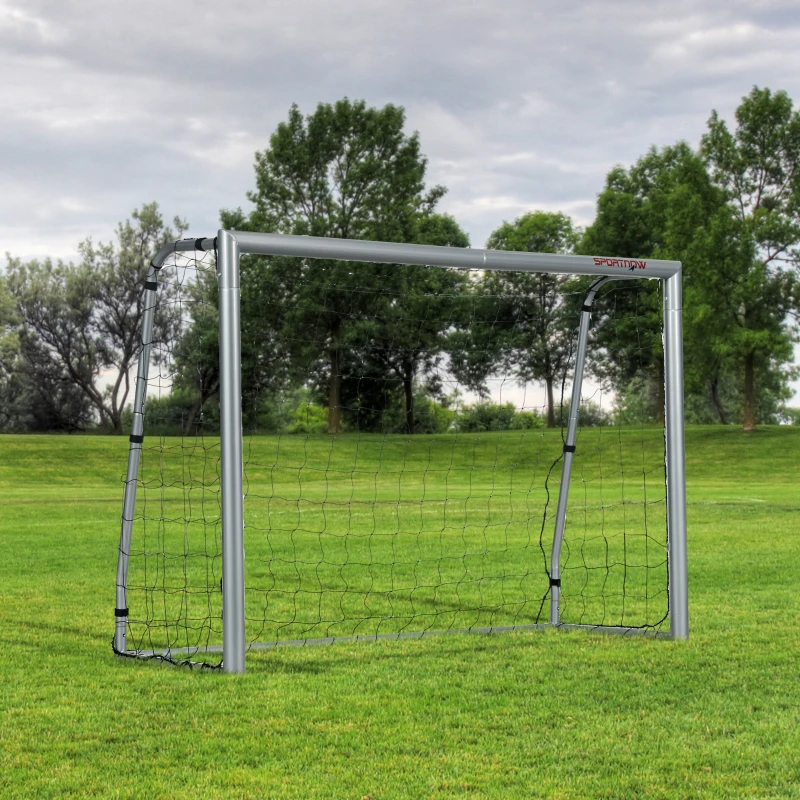 SPORTNOW Fußballtor wetterfest, stabiles Metallgestell, reißfestes Netz, 160H x 240L x 85B cm, Grau