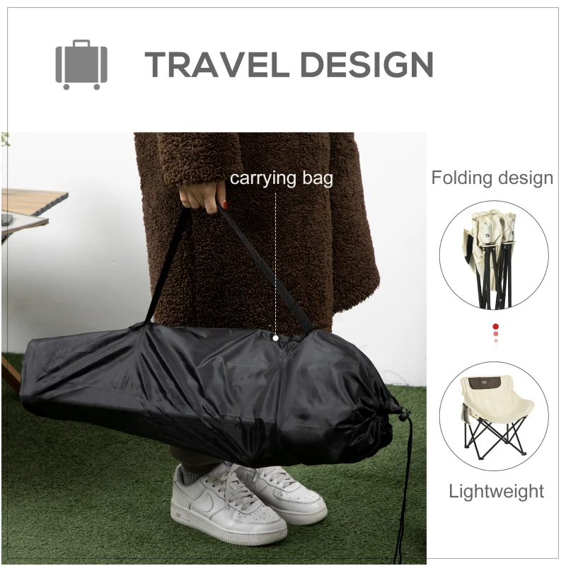 Outsunny Camping Chair, Lightweight Folding Chair with Carrying Bag and Storage Pocket, for Festivals, Fishing, Beach and Hiking, White