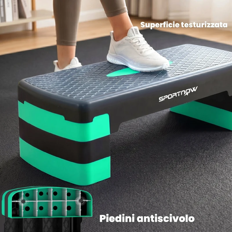 SPORTNOW Stepper Aerobico Regolabile, Altezza 10/15/20cm con Riser