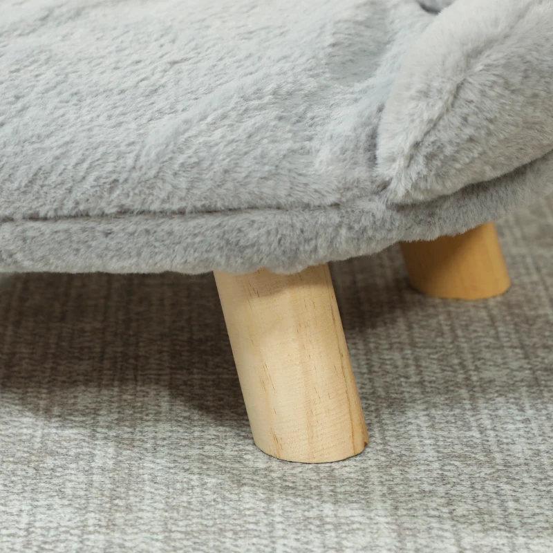 PawHut Cuccia Divanetto per Cani e Gatti Sfoderabile in Peluche con Schienale, 47x40x20 cm, Grigio