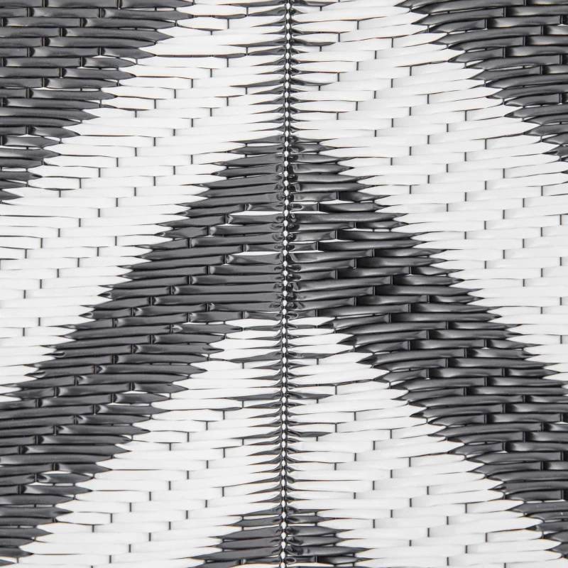 Outsunny Alfombra de Exterior Reversible 182x274 cm con Patrón Geométrico Acabado Impermeable Blanco y Negro