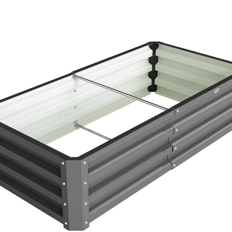 Outsunny Rectangle Raised Garden Bed Box with Weatherized Steel Frame for Vegetables, Flowers, & Herbs, 120 cm x 60 cm x 30.5 cm, Light Grey