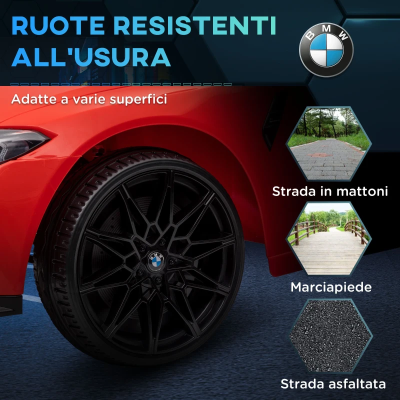 AIYAPLAY Macchina Elettrica per Bambini a Licenza BMW M4 con Telecomando, Clacson e Fari, 108x69.5x51 cm, Rossa