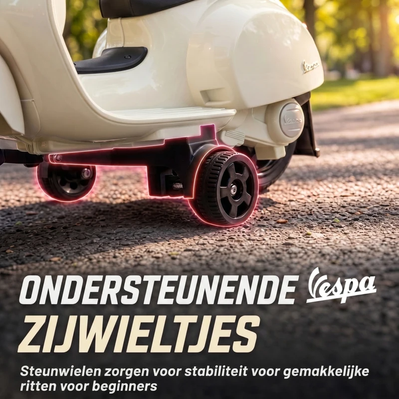 AIYAPLAY Elektrische kindermotor Mini Vespa GTS 6V met lithiumaccu, ergonomische zitting en rugleuning, 1,5-3 jaar