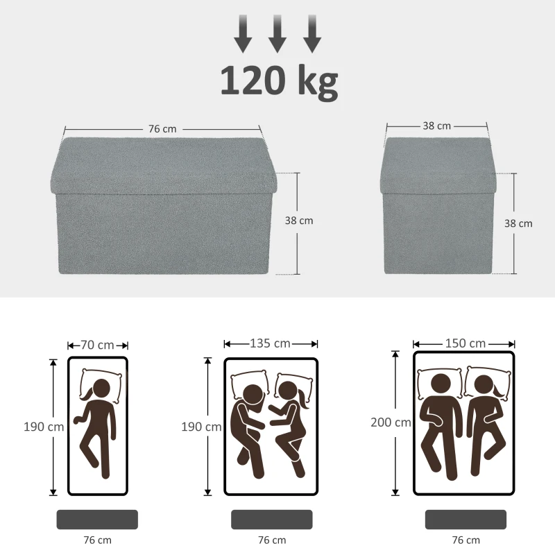 HOMCOM Aufbewahrungshocker, Polsterbank mit Stauraum und Deckel für Wohnzimmer, Schlafzimmer, Flur, Dunkelgrau