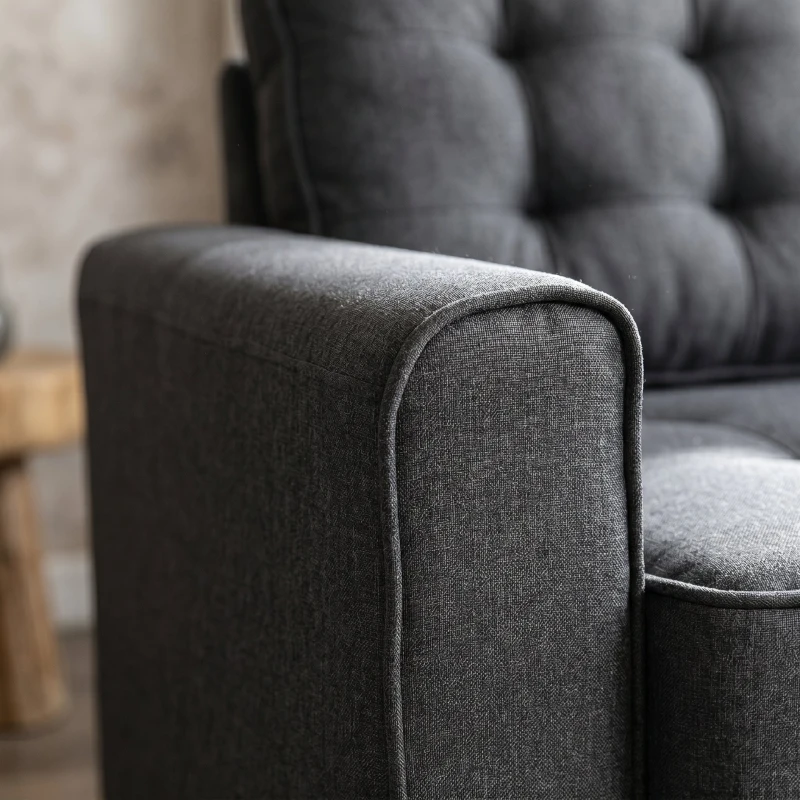 HOMCOM Canapea Extensibilă din Material Textil 2 Locuri cu Tapițerie și Arcuri, 151x75x85 cm, Gri