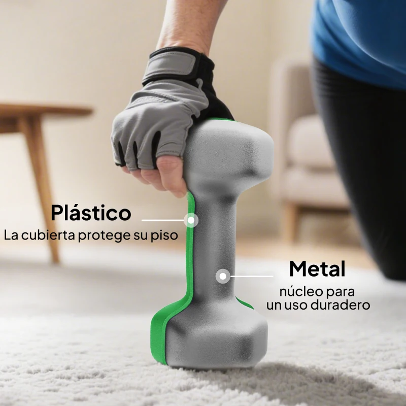 SPORTNOW Juego de Mancuernas 2x1kg 2x2kg 2x3kg 2x4kg con Soporte de Almacenamiento para Ejercicio Entrenamiento Multicolor