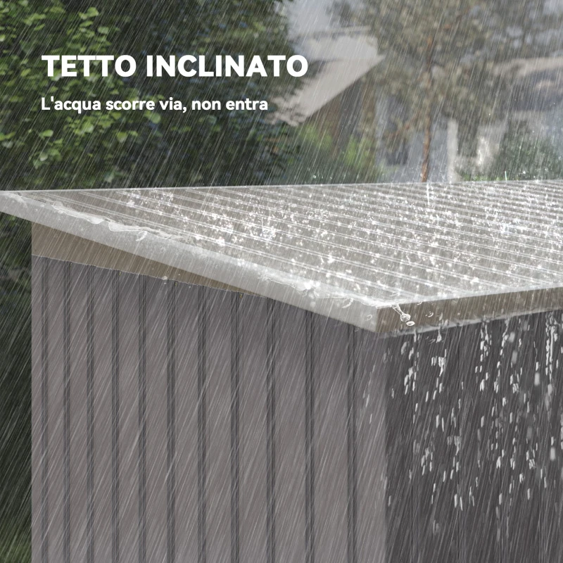 Outsunny Ripostiglio da Giardino in Acciaio con 2 Prese d'Aria e 2 Porte Scorrevoli, 280x130x172 cm, Grigio Chiaro
