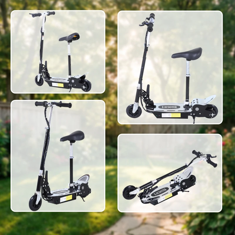 HOMCOM Trottinette électrique 120 W pliable pour enfant de 6+ ans hauteur guidon et selle réglable 10 Km/h max. noir
