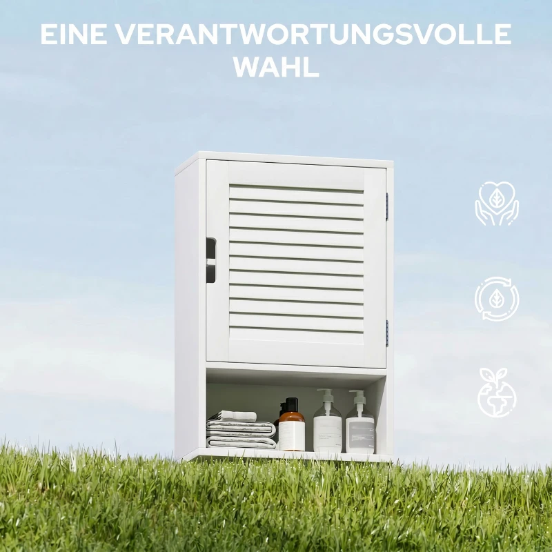 HOMCOM Badkamerkast Hangkast Wandkast met 1 deur, verstelbare planken 40 x 20 x 60 cm Wit