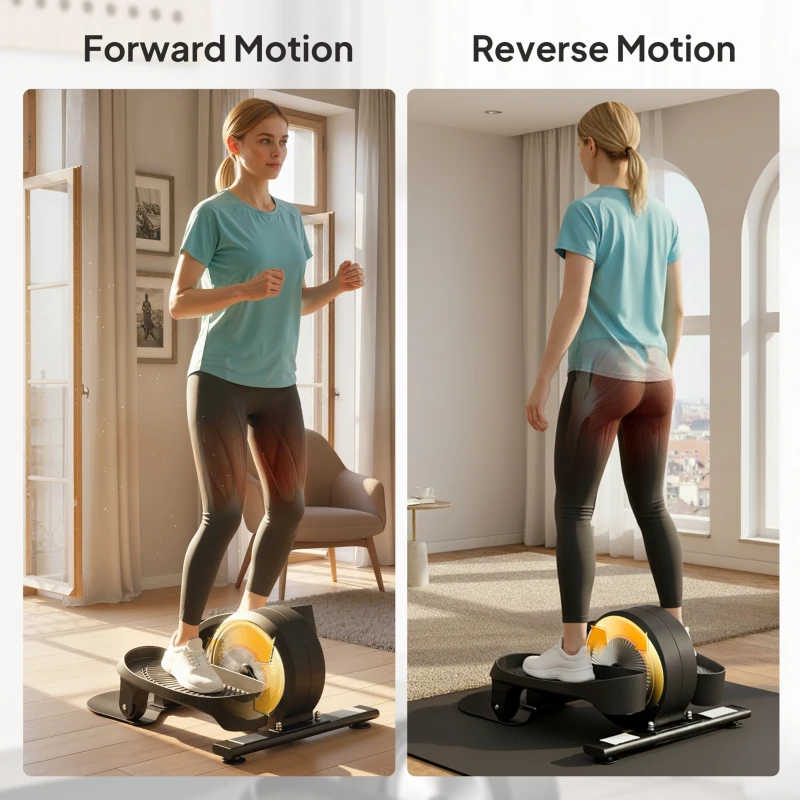 SPORTNOW Under Desk Elliptical Machine with LCD Monitor, 8 Adjustable Magnetic Resistances for 2-in-1 Seat & Stand Up Exercise