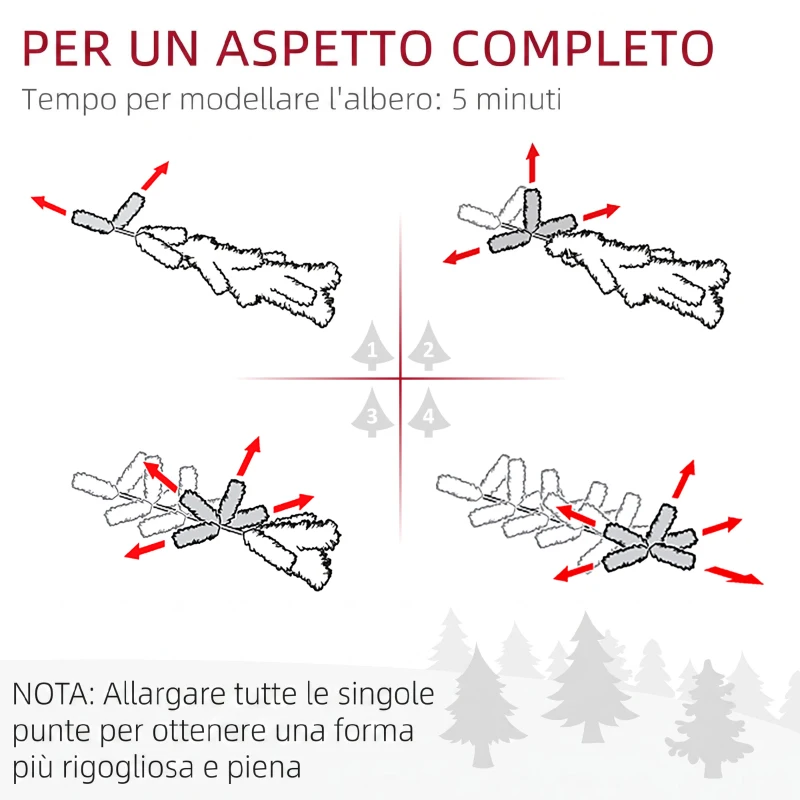 HOMCOM Mini Albero di Natale 60 cm con Luci Incorporate, 86 Rami, Pigne, Bacche Rosse, Base in Cemento, Verde