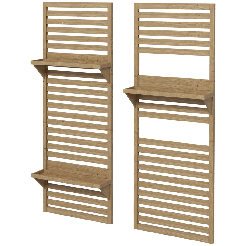 Outsunny Lot de 2 support plantes intérieur porte plante intérieure avec étagères et treillis 60 x 18 x 170 cm bois naturel