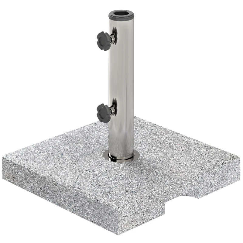 Outsunny Base per Ombrellone Quadrata in Granito da 21 kg con Maniglie e 2 Manopole Regolabili, Grigio